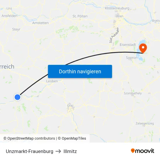 Unzmarkt-Frauenburg to Illmitz map