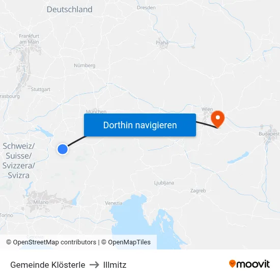 Gemeinde Klösterle to Illmitz map