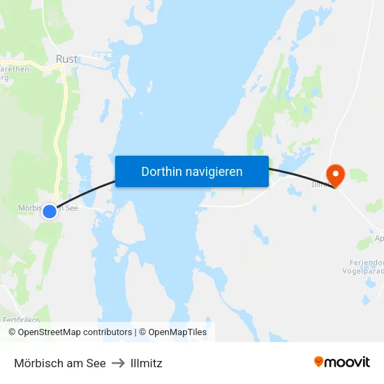 Mörbisch am See to Illmitz map