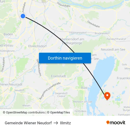 Gemeinde Wiener Neudorf to Illmitz map