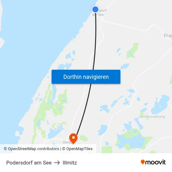 Podersdorf am See to Illmitz map
