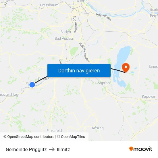 Gemeinde Prigglitz to Illmitz map