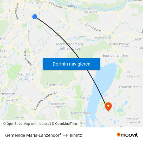 Gemeinde Maria-Lanzendorf to Illmitz map