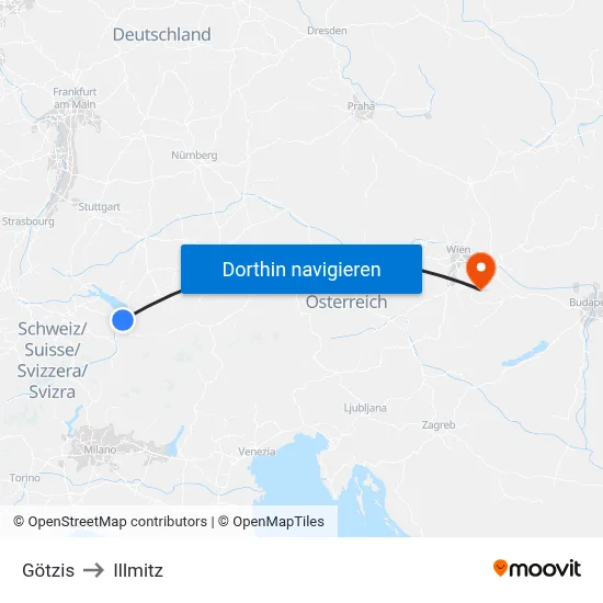Götzis to Illmitz map