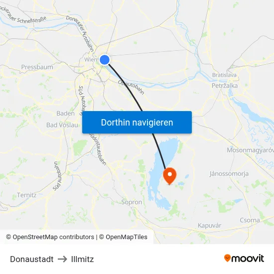 Donaustadt to Illmitz map
