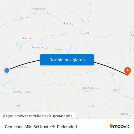 Gemeinde Mils Bei Imst to Rudersdorf map