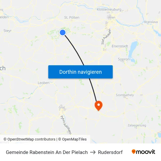 Gemeinde Rabenstein An Der Pielach to Rudersdorf map