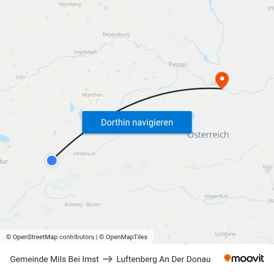 Gemeinde Mils Bei Imst to Luftenberg An Der Donau map