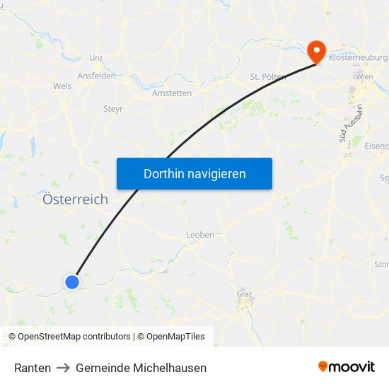 Ranten to Gemeinde Michelhausen map