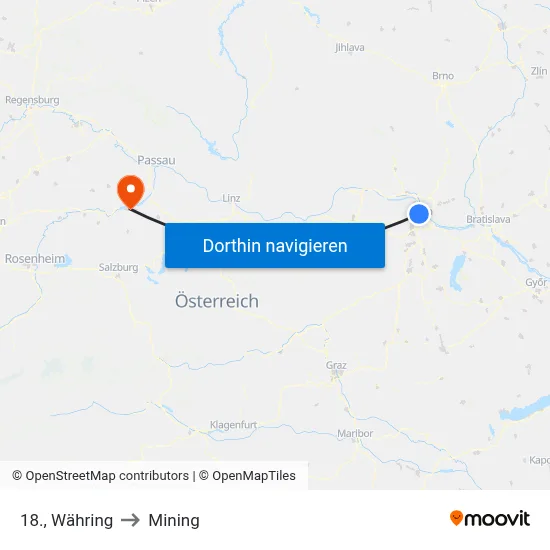 18., Währing to Mining map