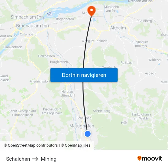 Schalchen to Mining map