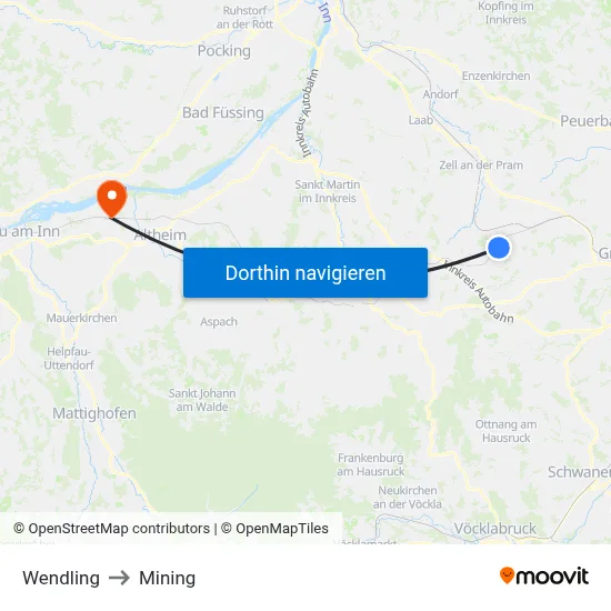 Wendling to Mining map