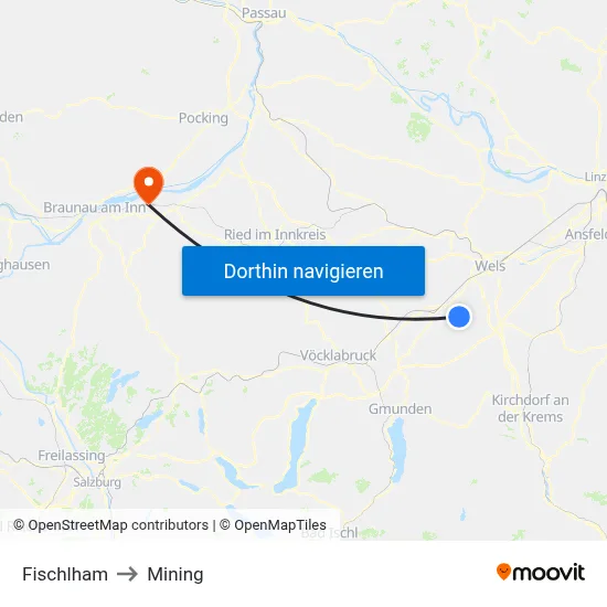 Fischlham to Mining map