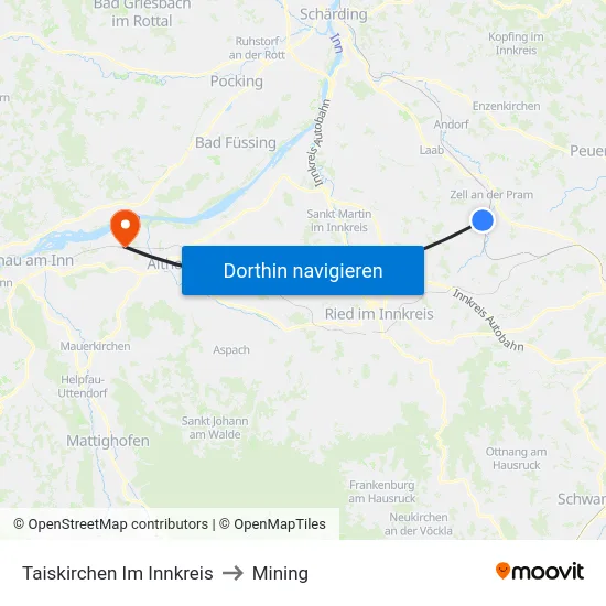 Taiskirchen Im Innkreis to Mining map