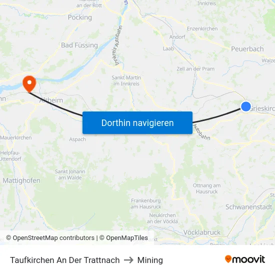 Taufkirchen An Der Trattnach to Mining map