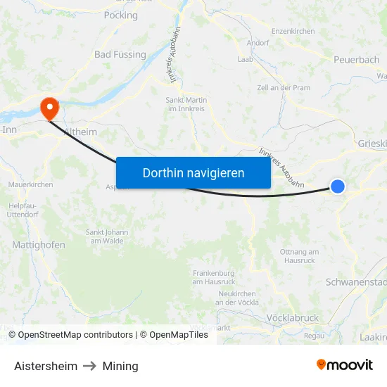 Aistersheim to Mining map
