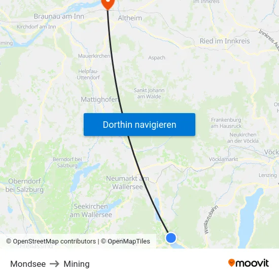 Mondsee to Mining map