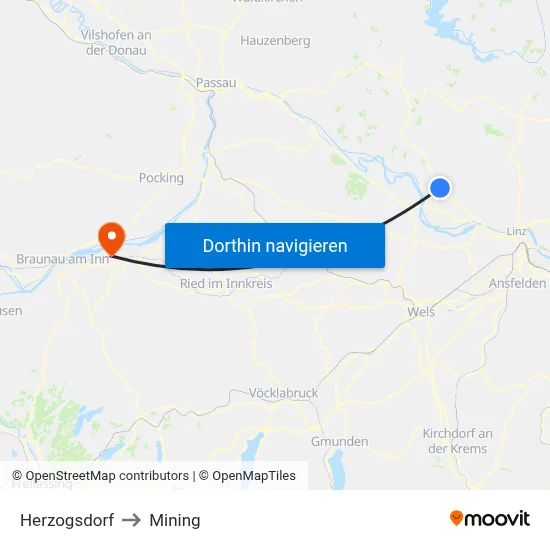 Herzogsdorf to Mining map