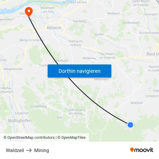 Waldzell to Mining map