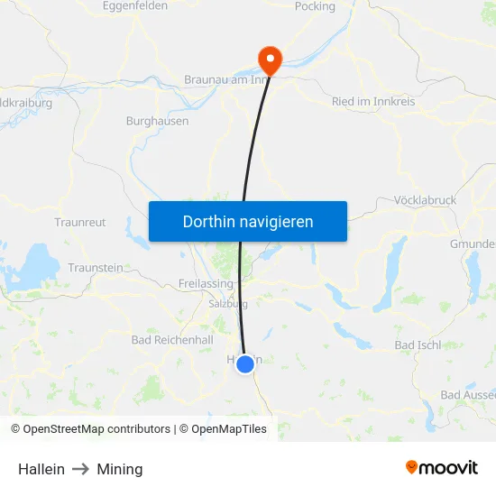 Hallein to Mining map