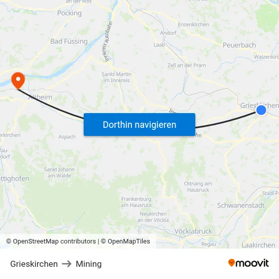 Grieskirchen to Mining map