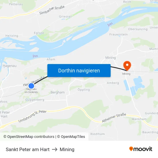 Sankt Peter am Hart to Mining map