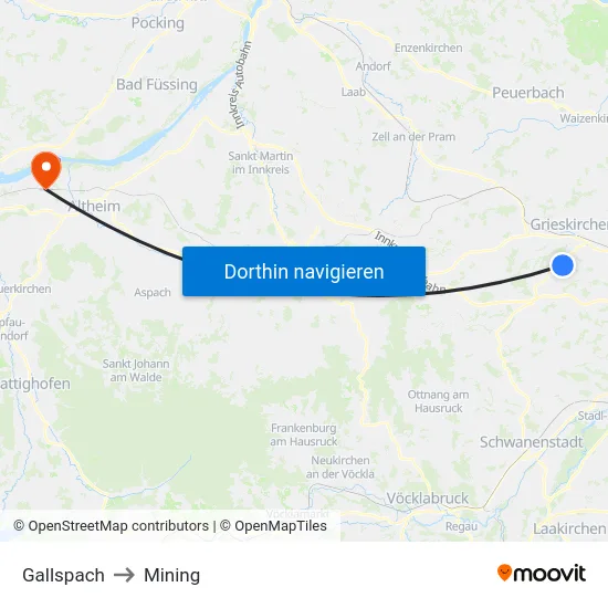 Gallspach to Mining map