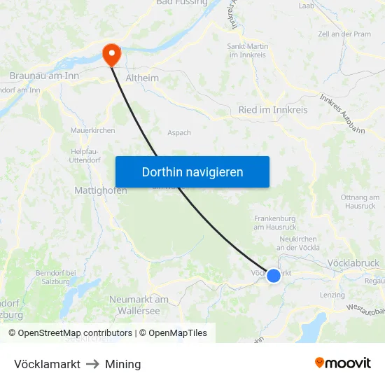 Vöcklamarkt to Mining map