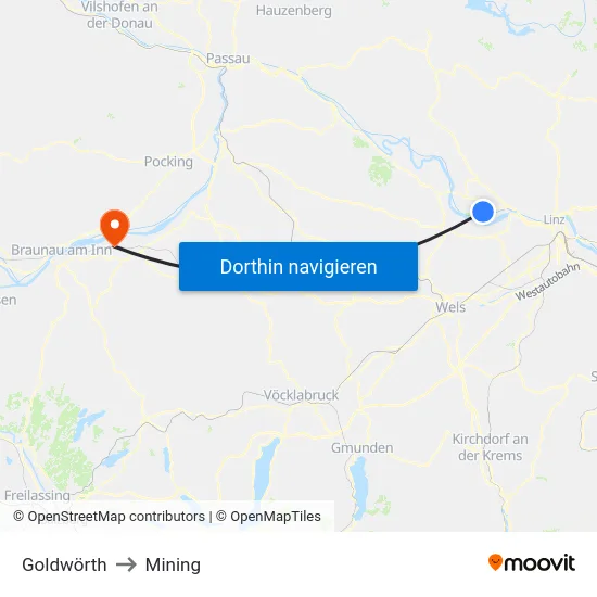 Goldwörth to Mining map