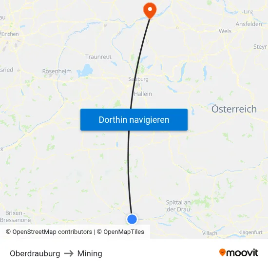 Oberdrauburg to Mining map