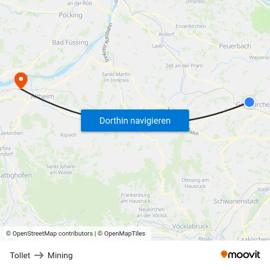 Tollet to Mining map