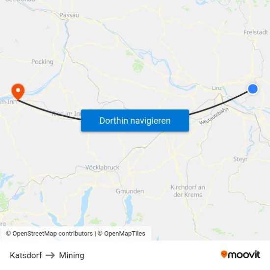Katsdorf to Mining map