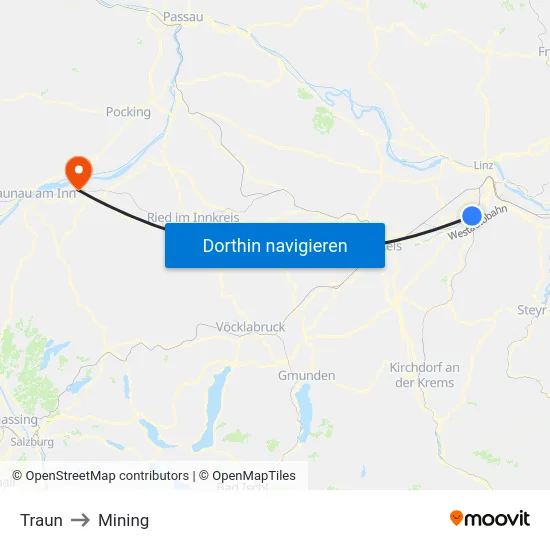 Traun to Mining map