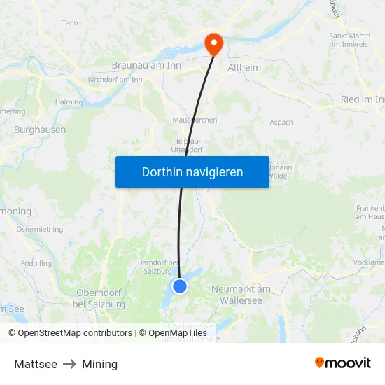 Mattsee to Mining map