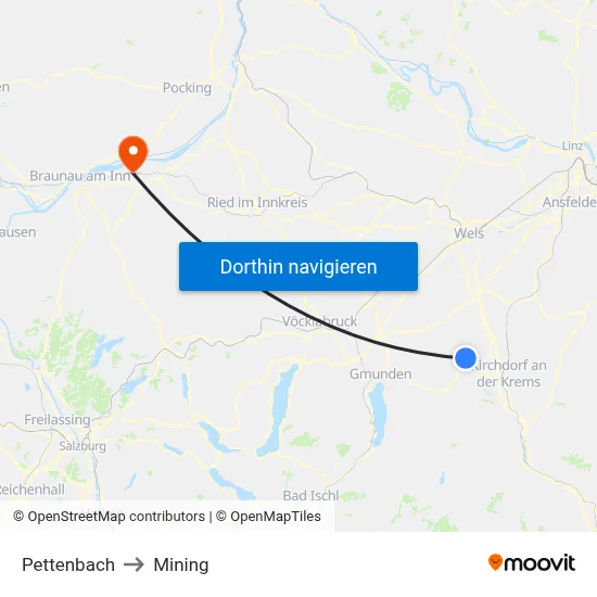 Pettenbach to Mining map