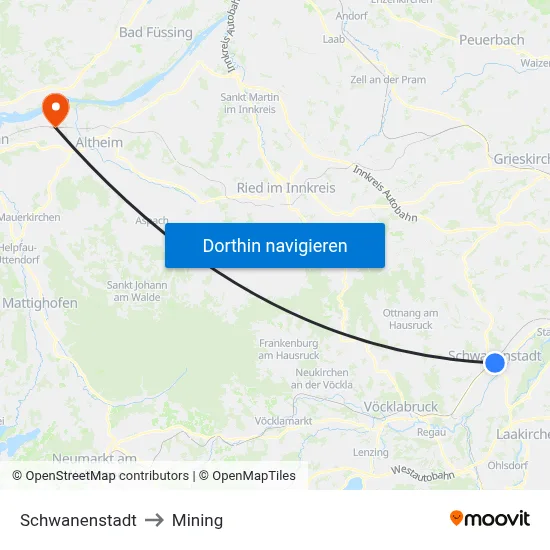 Schwanenstadt to Mining map