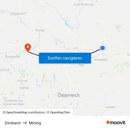Dimbach to Mining map