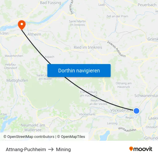 Attnang-Puchheim to Mining map