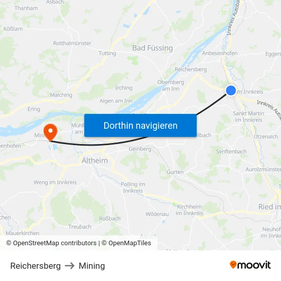 Reichersberg to Mining map