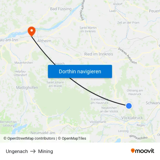 Ungenach to Mining map