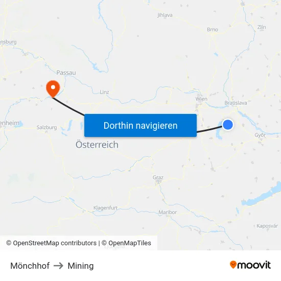 Mönchhof to Mining map
