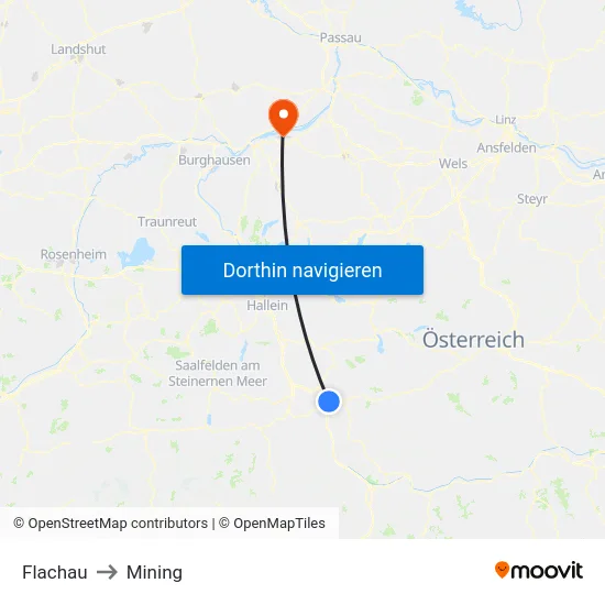 Flachau to Mining map