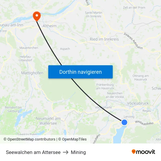 Seewalchen am Attersee to Mining map