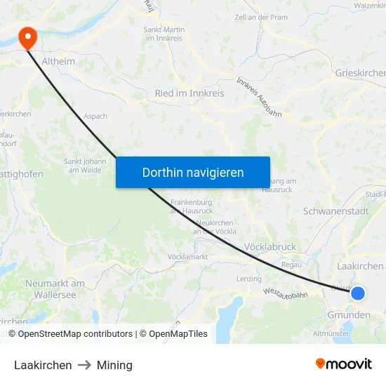 Laakirchen to Mining map