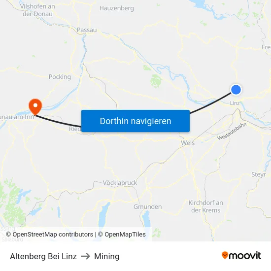 Altenberg Bei Linz to Mining map