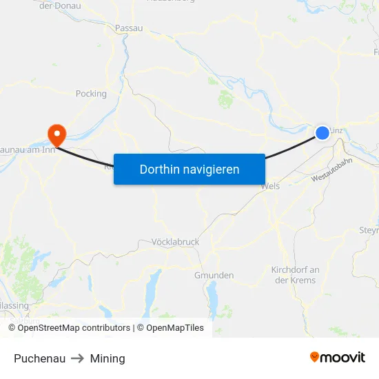 Puchenau to Mining map