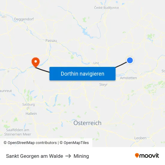 Sankt Georgen am Walde to Mining map