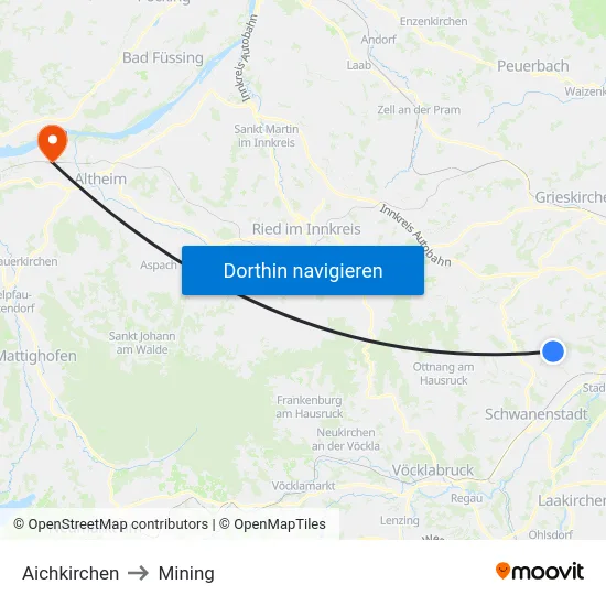 Aichkirchen to Mining map