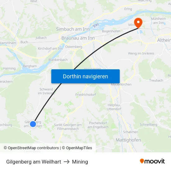 Gilgenberg am Weilhart to Mining map