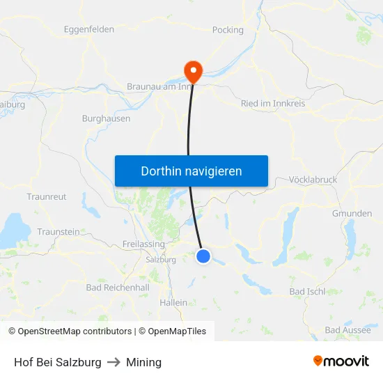 Hof Bei Salzburg to Mining map